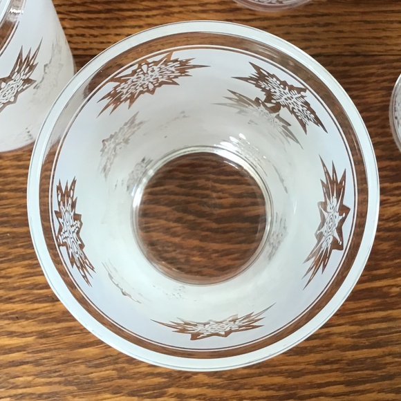 Vintage Federal Glass Frosted Atomic Snowflake Tumblers Set of 4 EUC - Picture 5 of 13